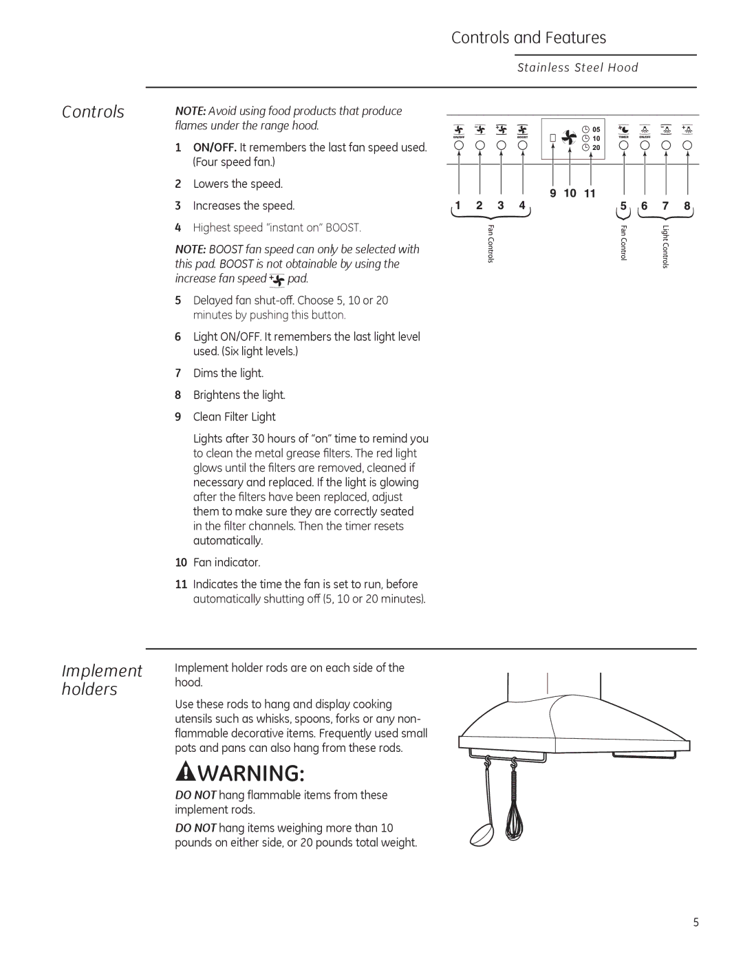 GE ZV950, ZV1050 owner manual Controls and Features 