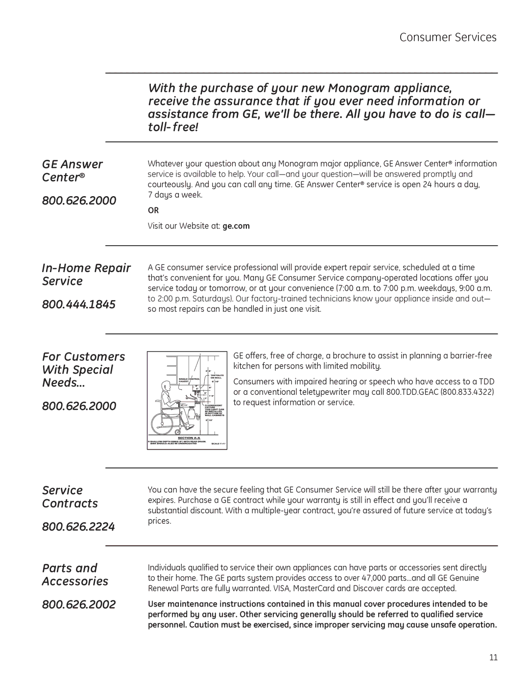 GE ZV48, ZV36, ZV30 owner manual 800.626.2000, Visit our Website at ge.com 