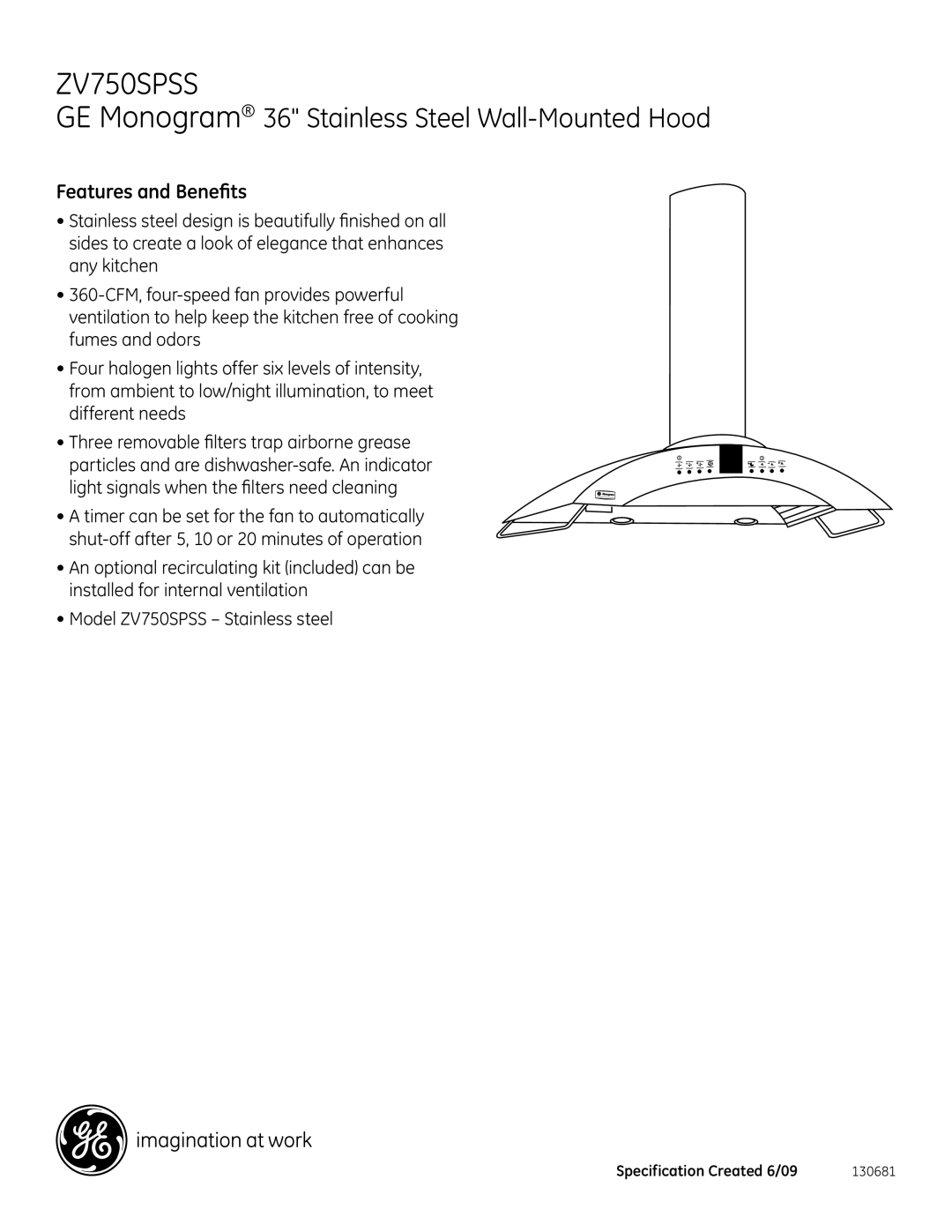 GE ZV750SPSS dimensions Features and Benefits 