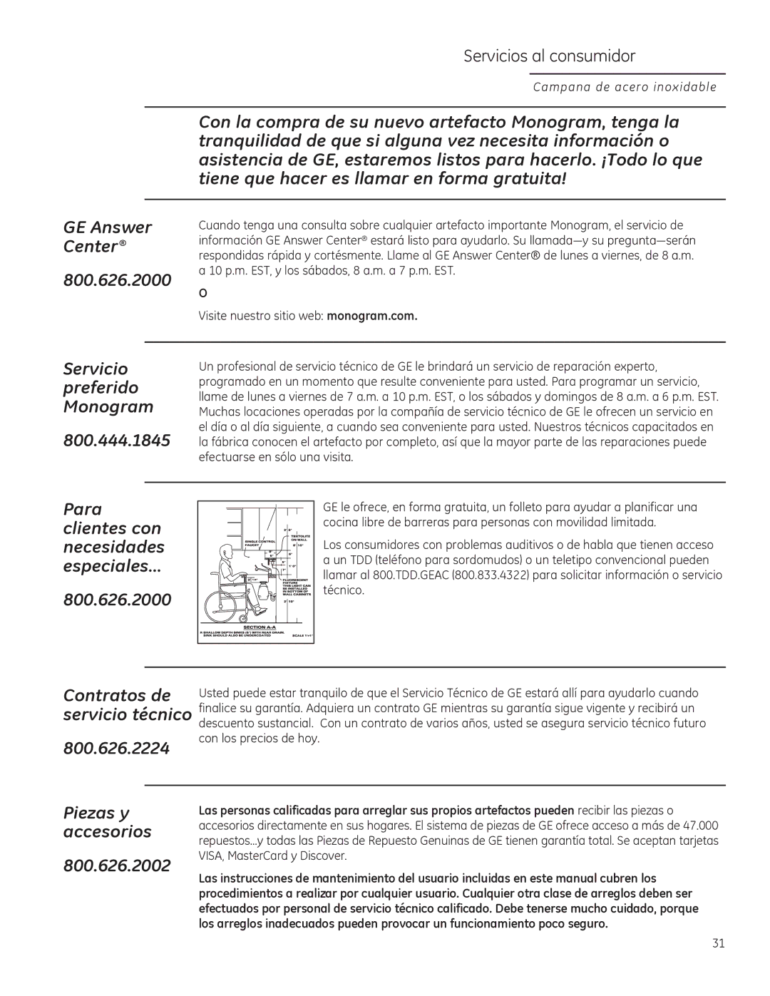 GE ZV750, ZV855, ZV755, ZV850 owner manual Servicios al consumidor 