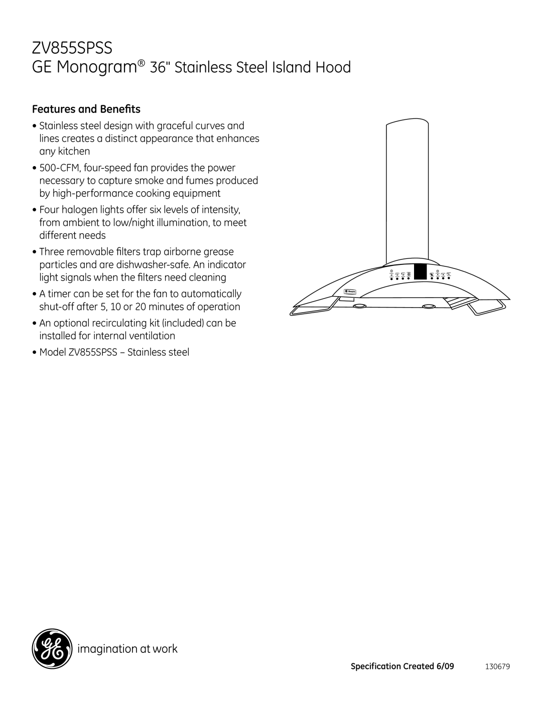 GE ZV855SPSS dimensions Features and Benefits 