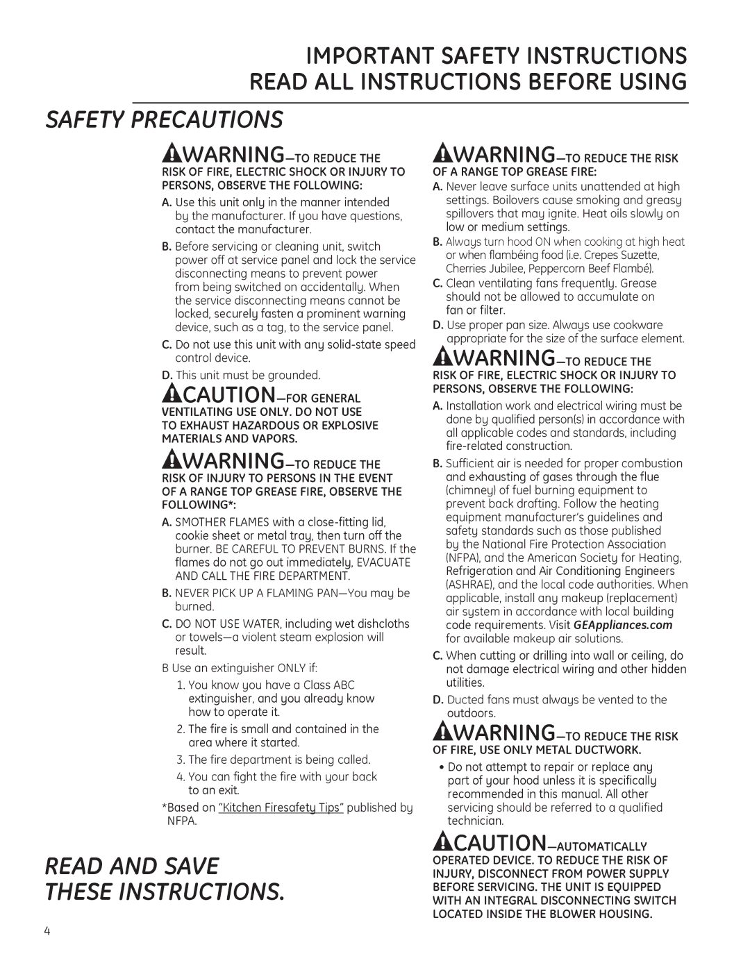 GE ZV925, ZV900 owner manual Ventilating USE ONLY. do not USE, 72+$867+$=$5286253/26,9, Materials and Vapors Following 