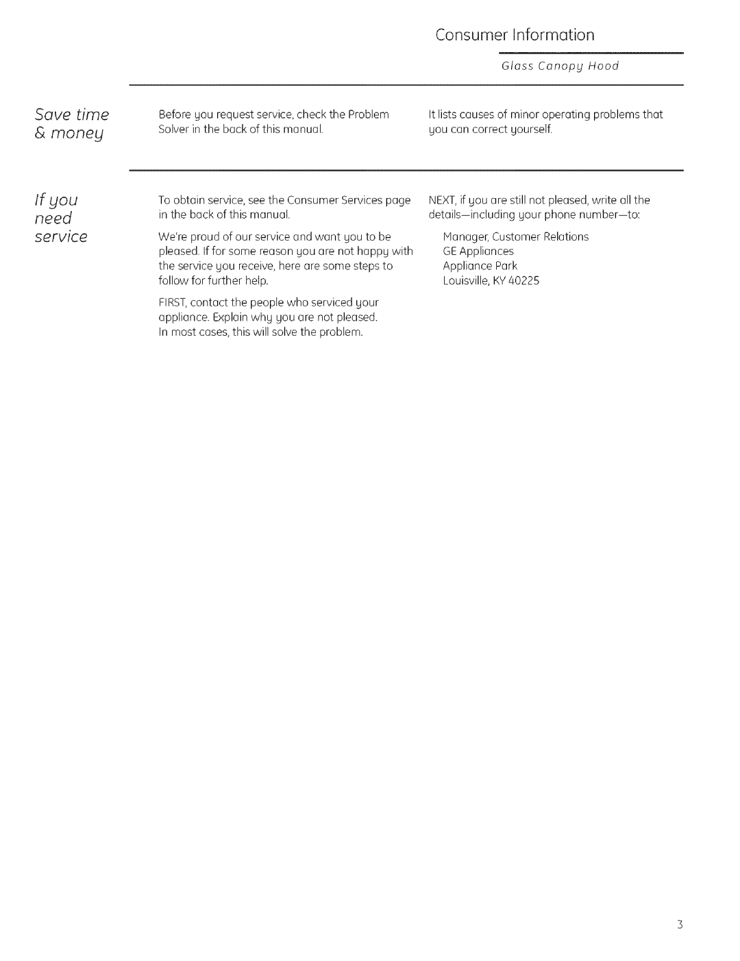 GE ZV925 owner manual Save time Money 