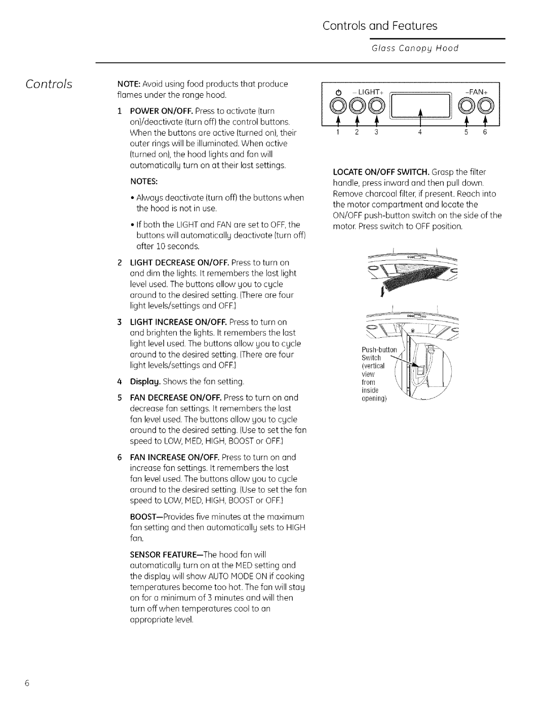 GE ZV925 owner manual Controls and Features 