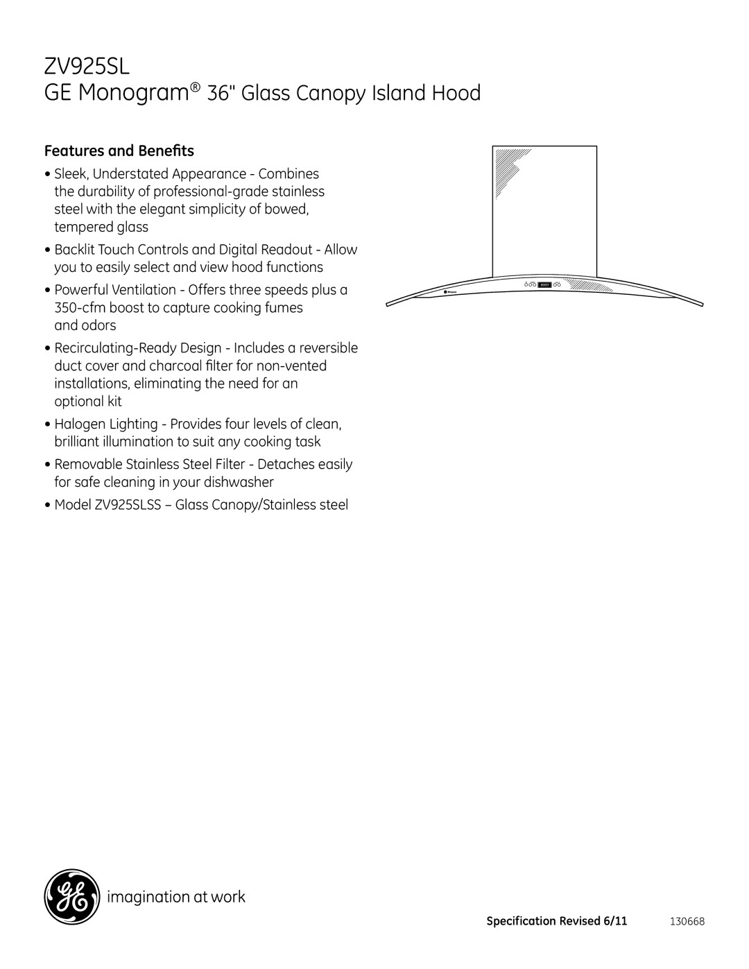 GE ZV925SL dimensions Features and Benefits 