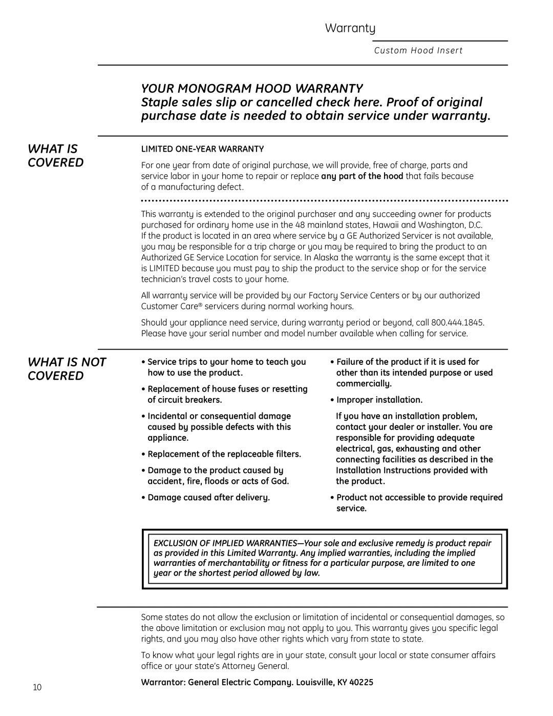 GE ZVC48LSS, 49-80565 owner manual Limited ONE-YEAR Warranty, Product not accessible to provide required service 
