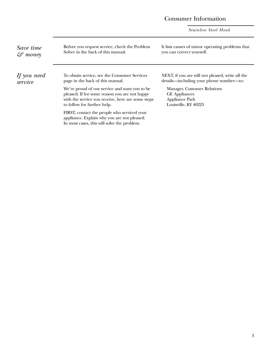 GE ZX7510C, ZX859C, ZX8510C, ZX758C, ZX858C, ZV750 owner manual Save time & money Consumer Information, If you need service 