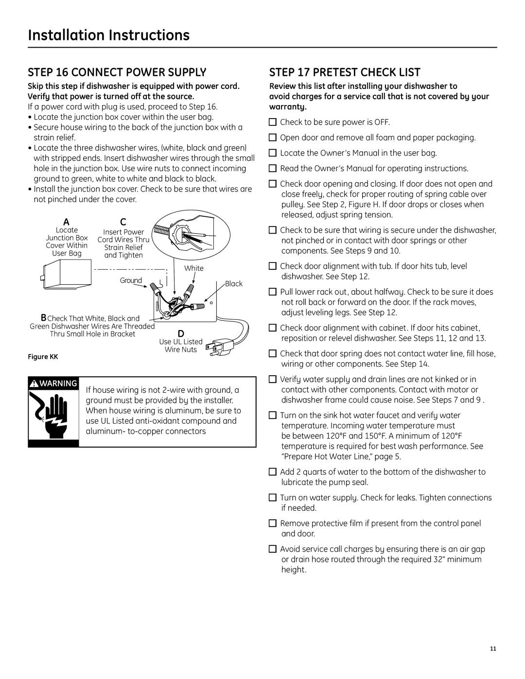 GE manual Connect Power Supply, Pretest Check List 