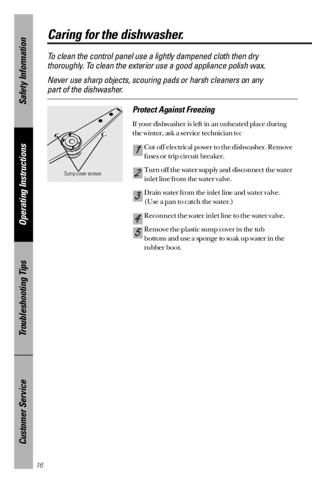 GE GHD3500 Series, GSD3400 Series, GSD3600 Series, GSD3700 Series, GSD3900 Series owner manual Caring for the dishwasher 