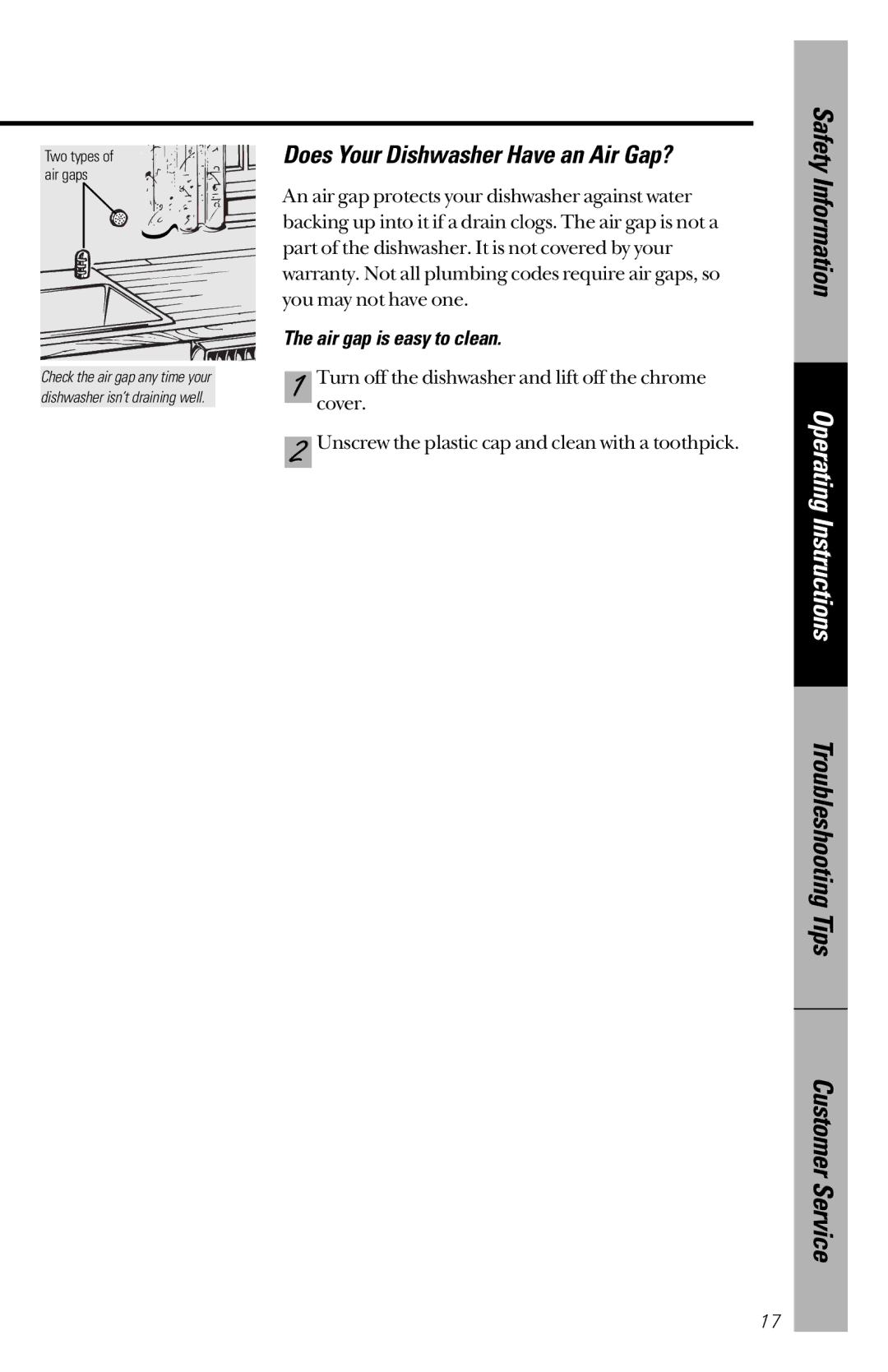 GE GHD3500 Series, GSD3400 Series, GSD3600 Series, GSD3700 Series, GSD3900 Series Does Your Dishwasher Have an Air Gap? 