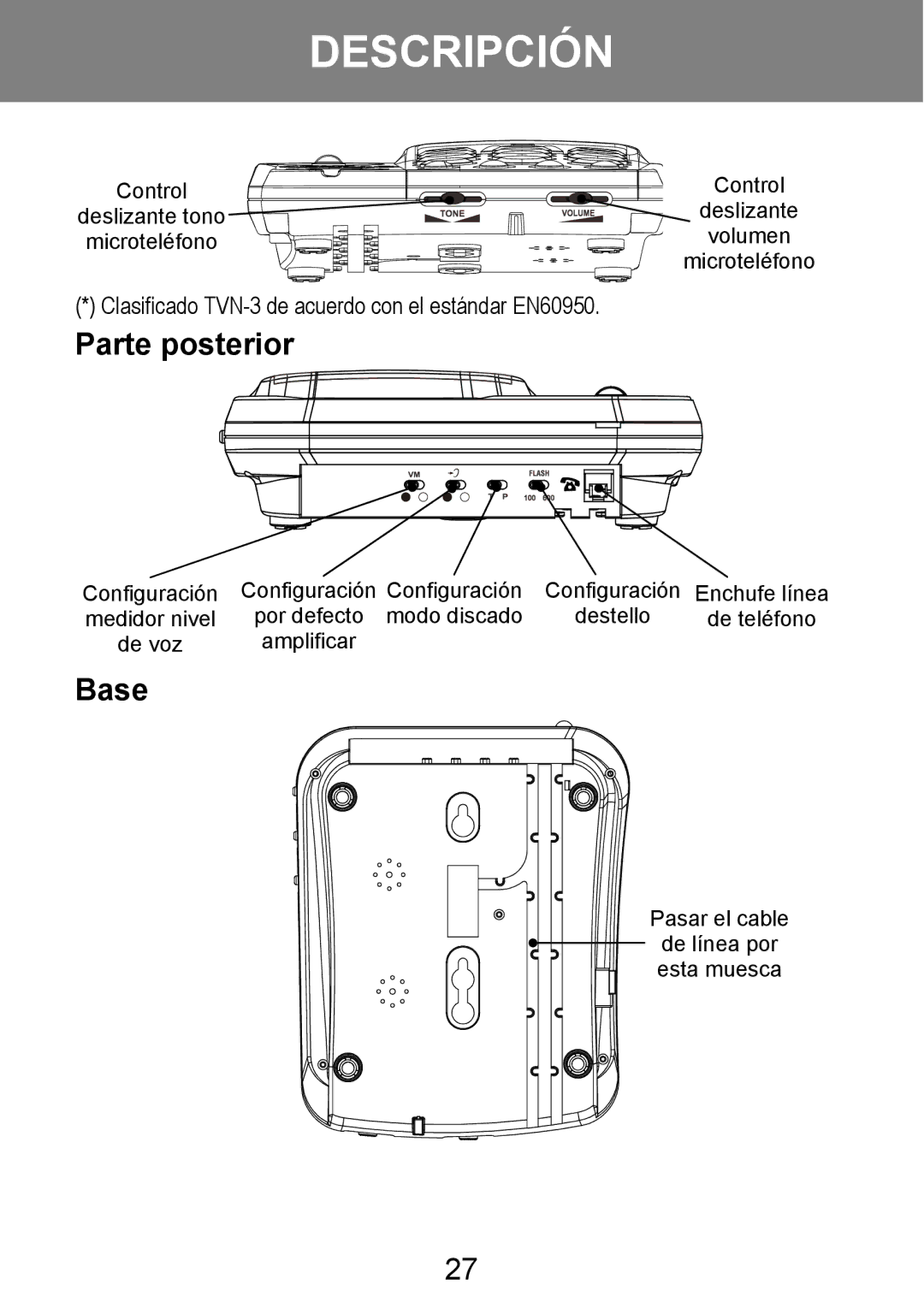 Geemarc 100VM manual Parte posterior 