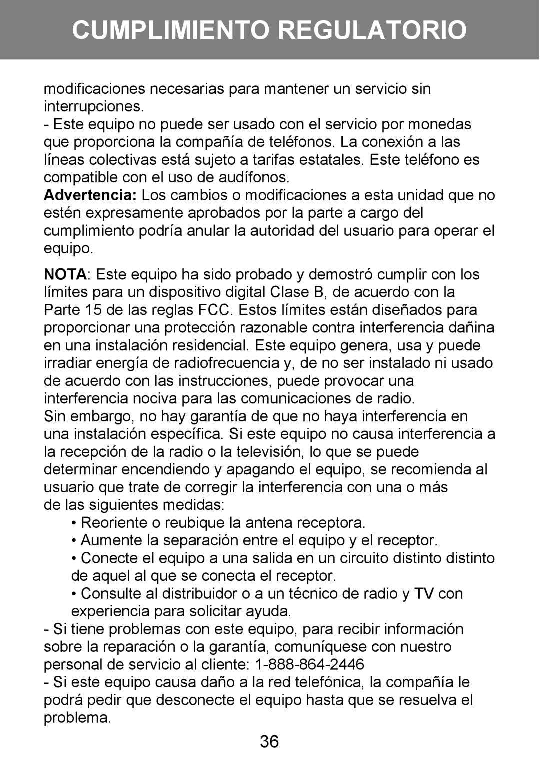 Geemarc 100VM manual Cumplimiento Regulatorio 