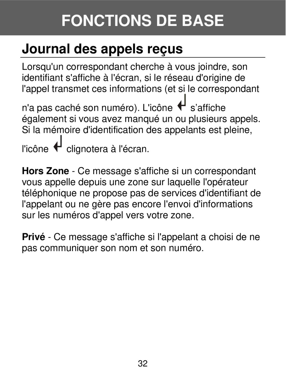 Geemarc 350 manual Journal des appels reçus 