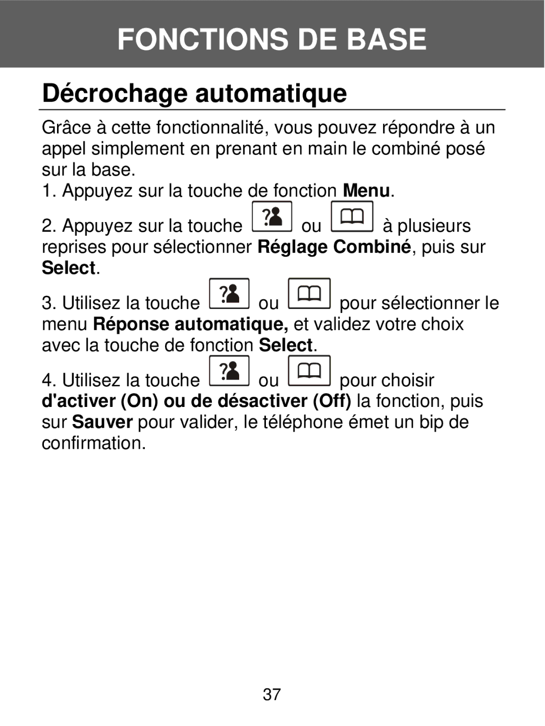 Geemarc 350 manual Décrochage automatique 