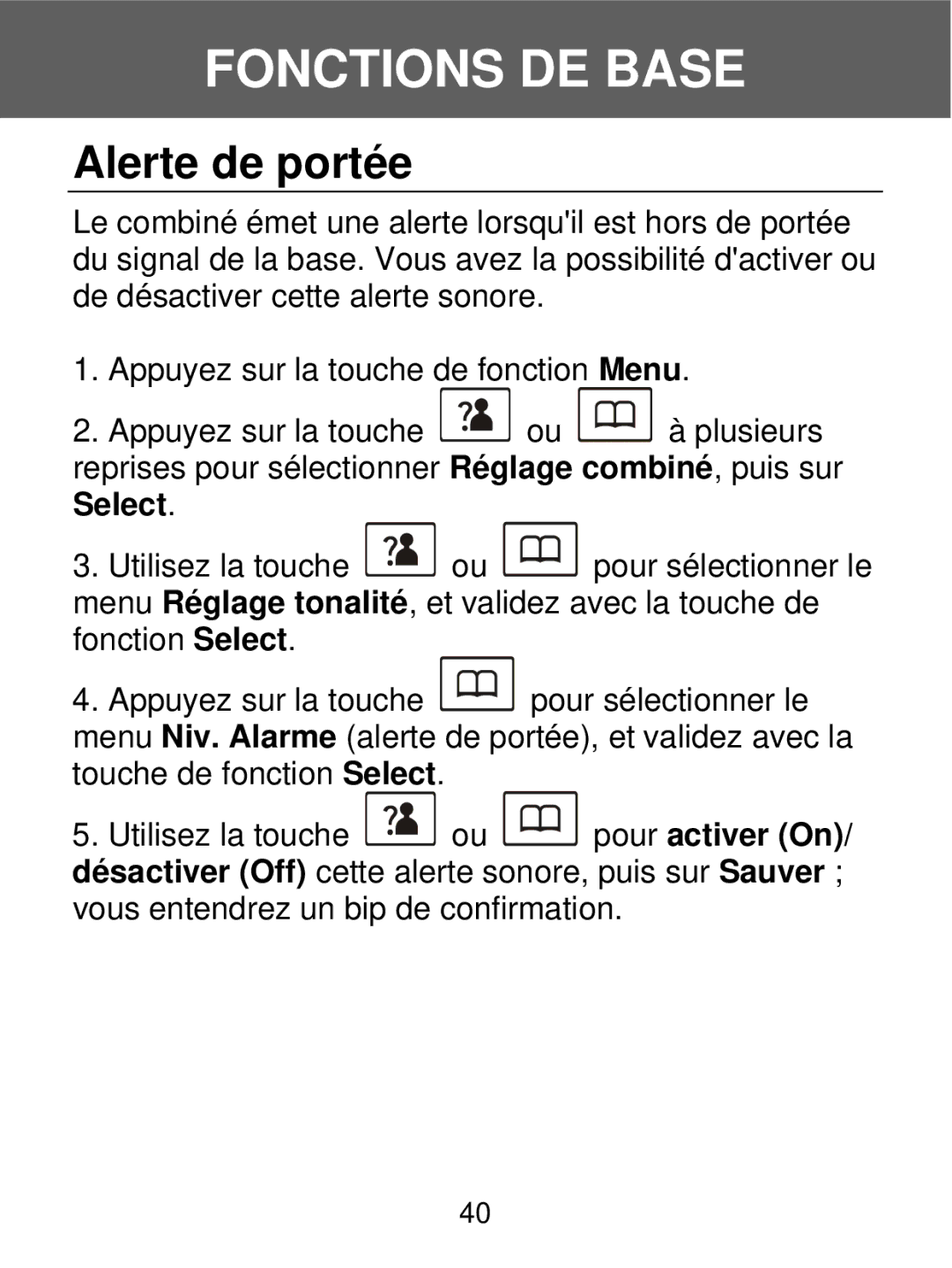 Geemarc 350 manual Alerte de portée 