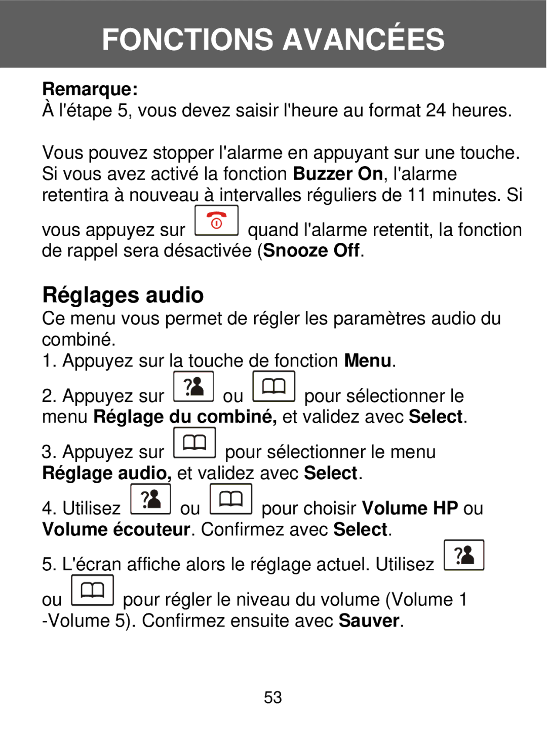 Geemarc 350 manual Réglages audio 