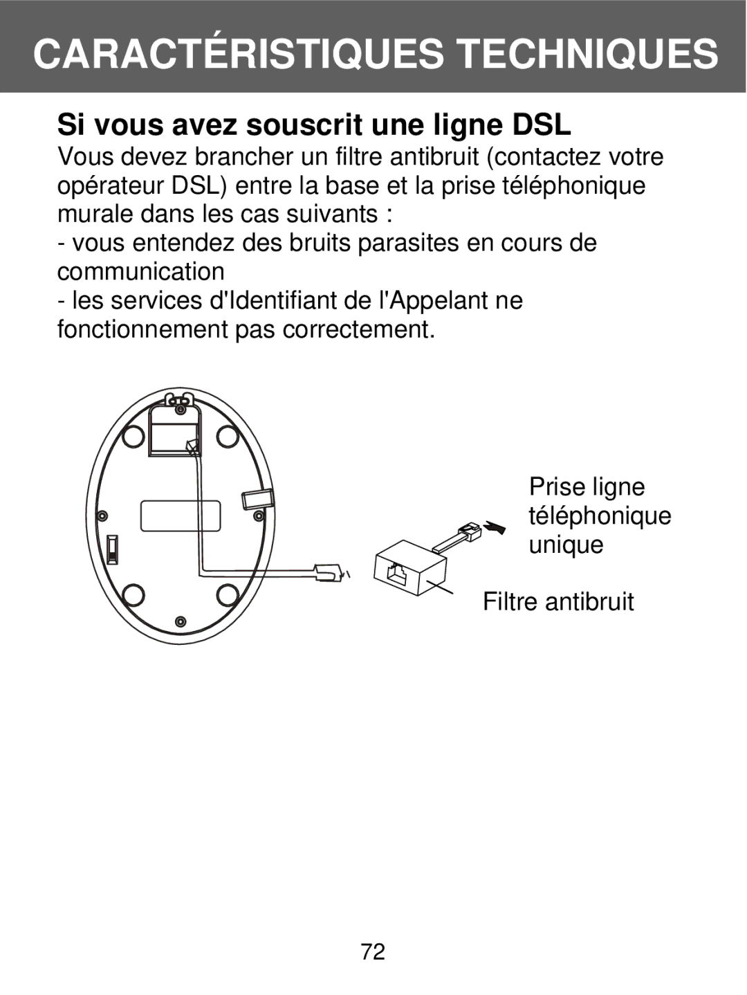 Geemarc 350 manual Si vous avez souscrit une ligne DSL 