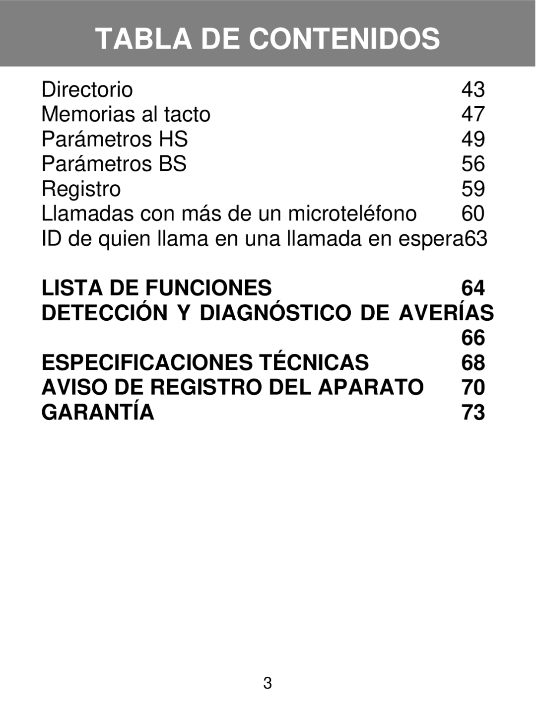 Geemarc 350 manual Tabla DE Contenidos 