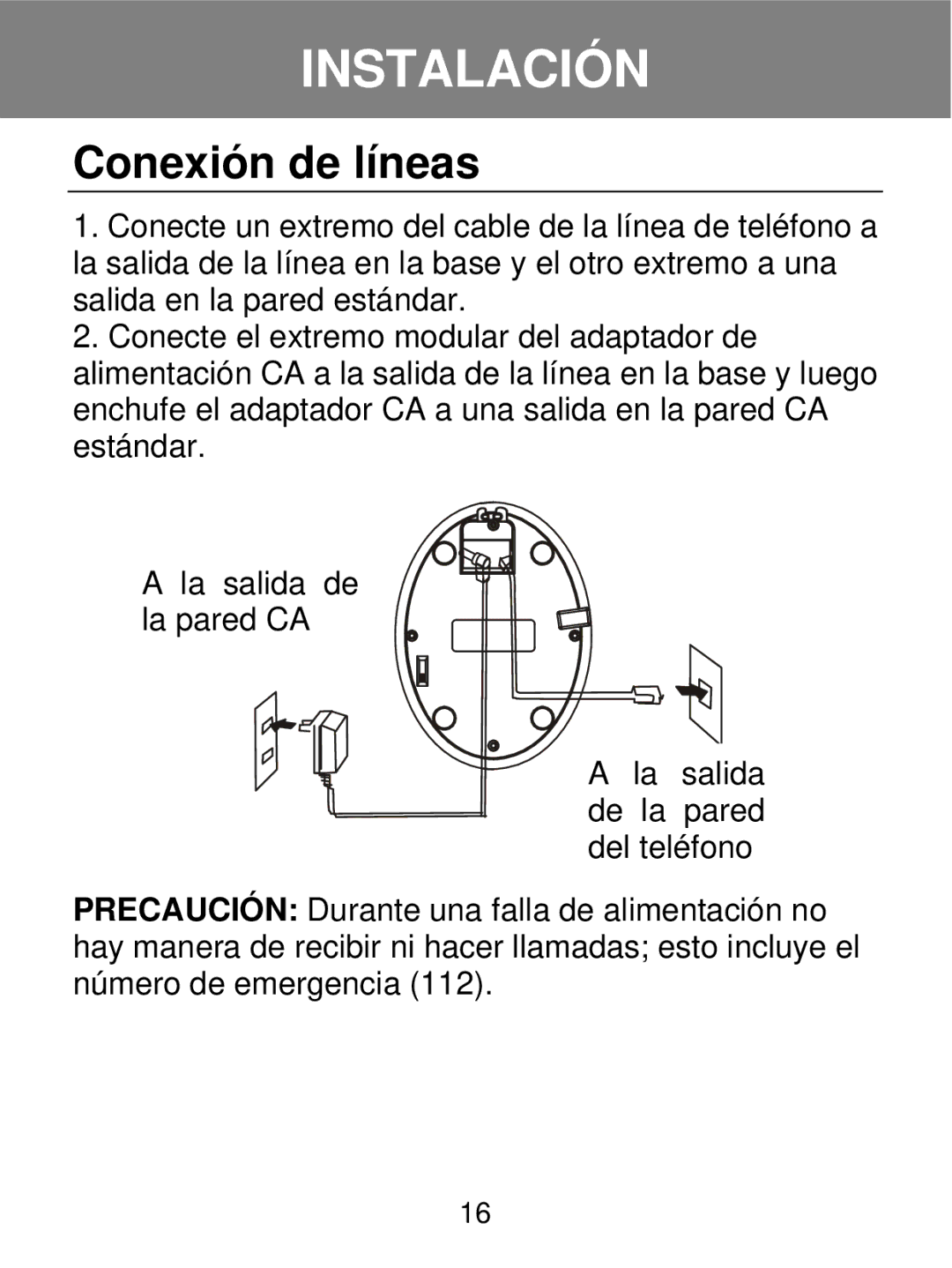 Geemarc 350 manual Instalación, Conexión de líneas 