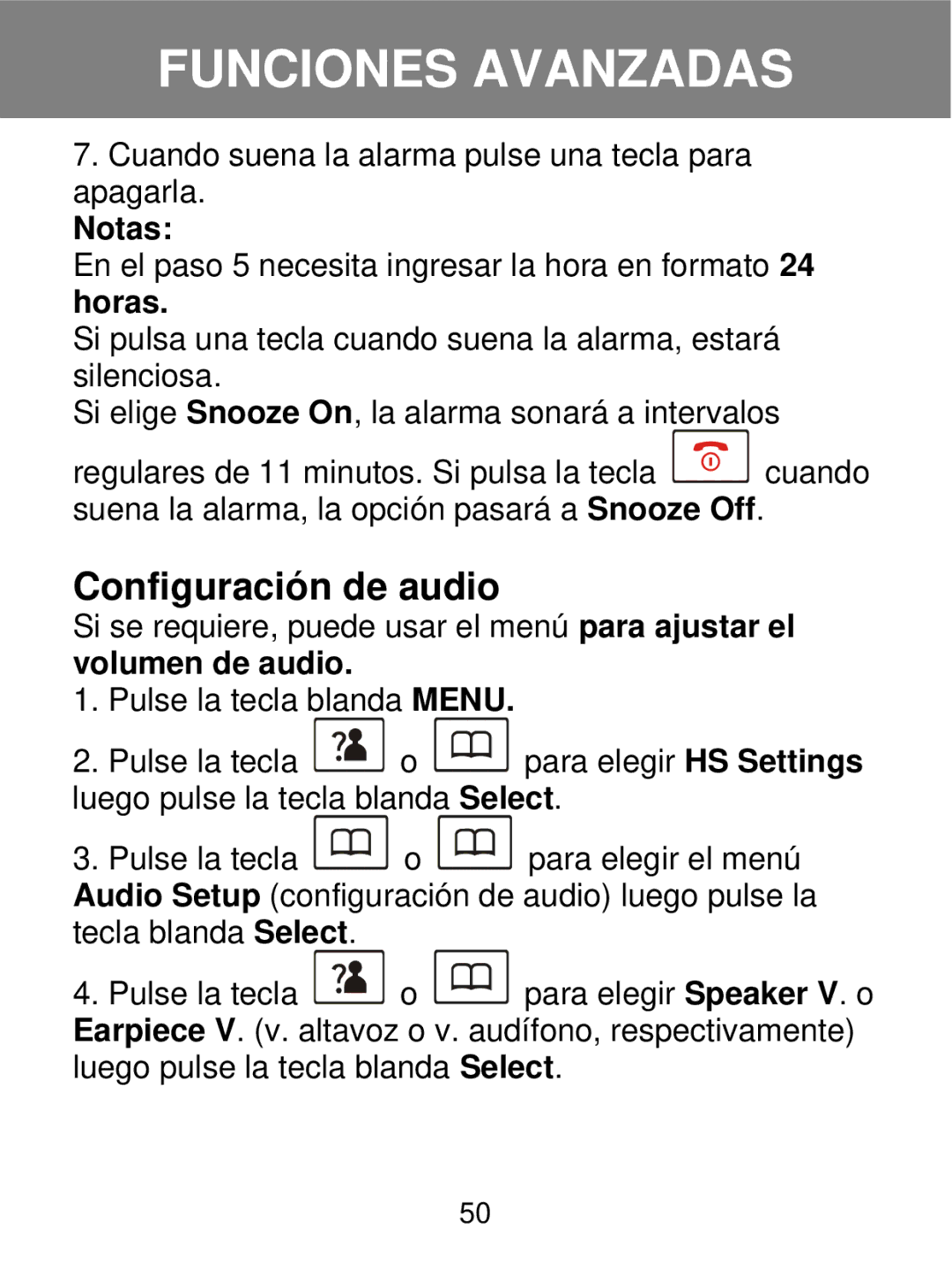 Geemarc 350 manual Configuración de audio, Volumen de audio 