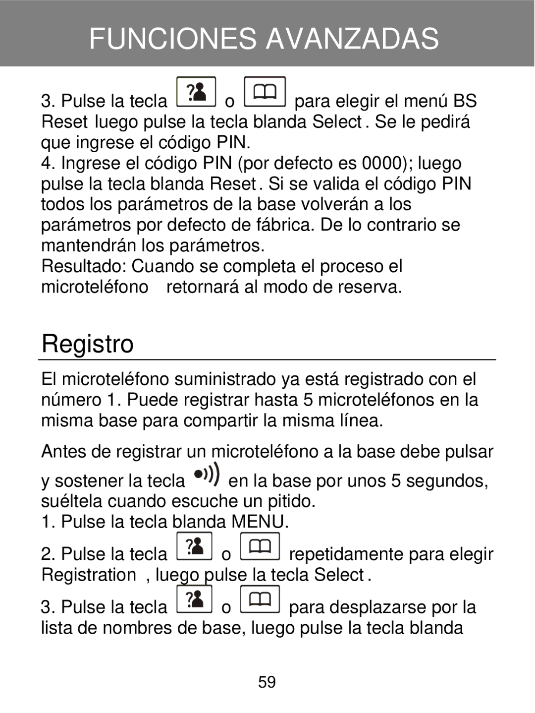 Geemarc 350 manual Registro 