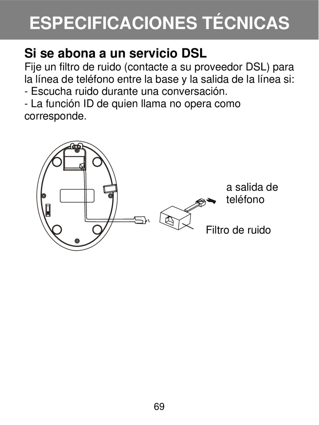 Geemarc 350 manual Si se abona a un servicio DSL 