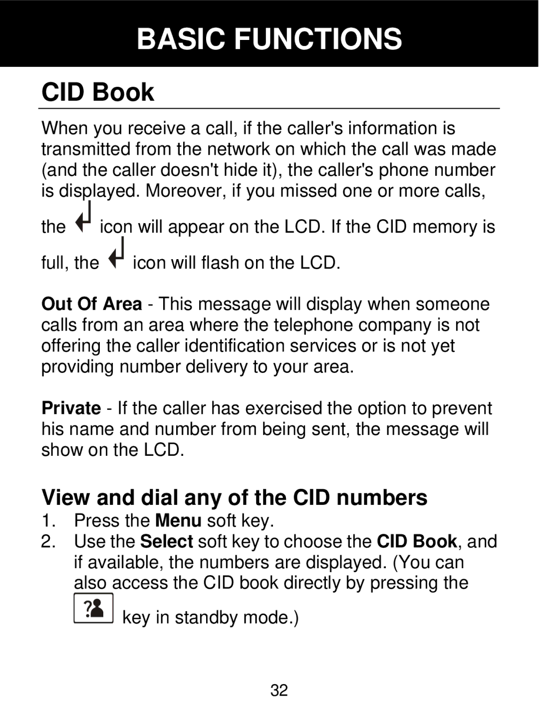 Geemarc 350 manual CID Book, View and dial any of the CID numbers 