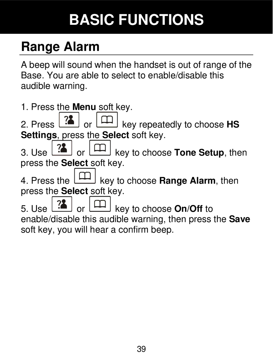 Geemarc 350 manual Range Alarm 