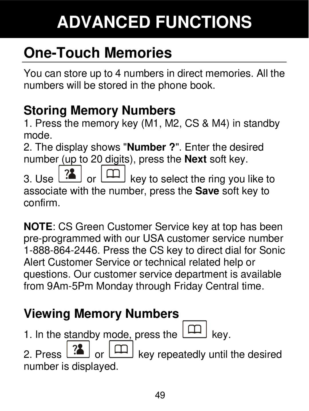 Geemarc 350 manual One-Touch Memories, Storing Memory Numbers, Viewing Memory Numbers 