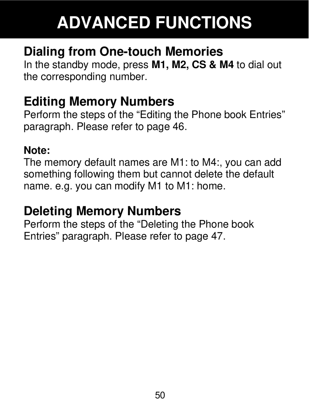 Geemarc 350 manual Dialing from One-touch Memories, Editing Memory Numbers, Deleting Memory Numbers 