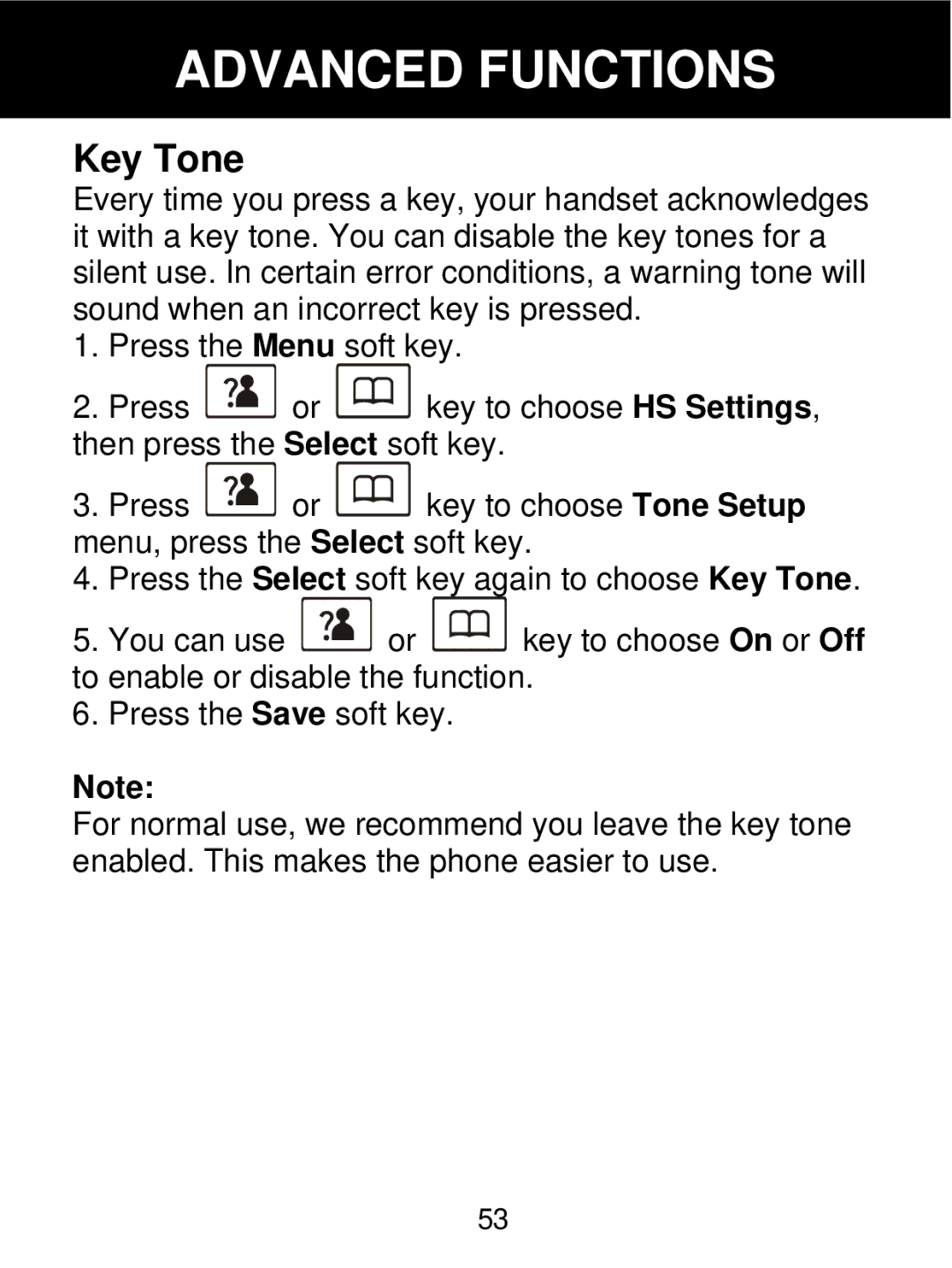 Geemarc 350 manual Key Tone 