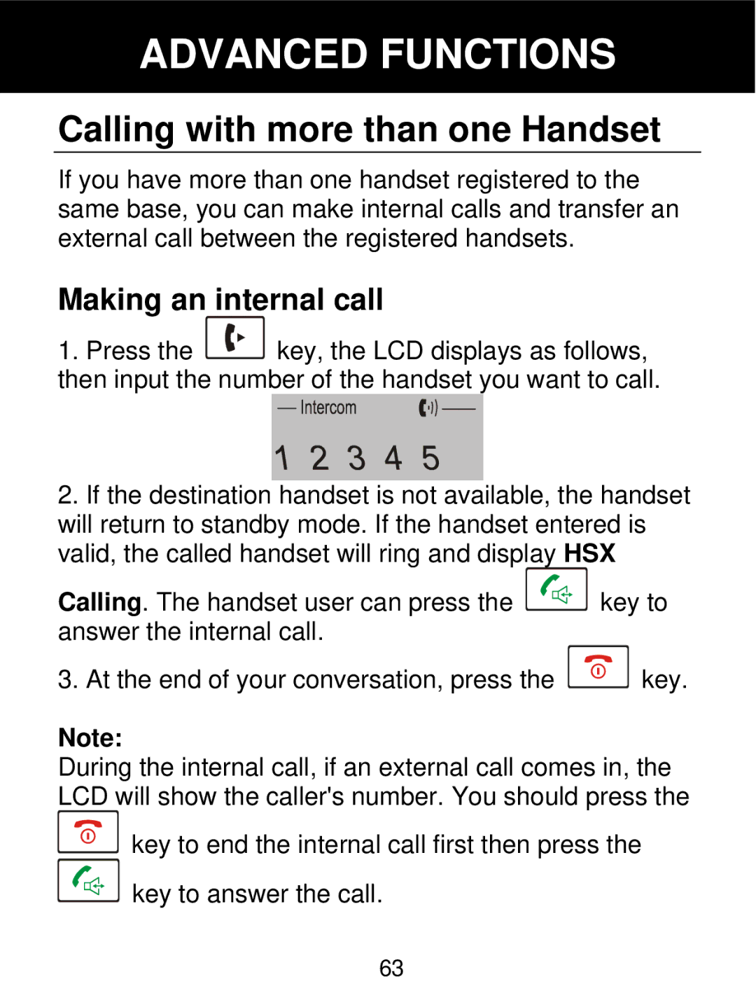 Geemarc 350 manual Calling with more than one Handset, Making an internal call 