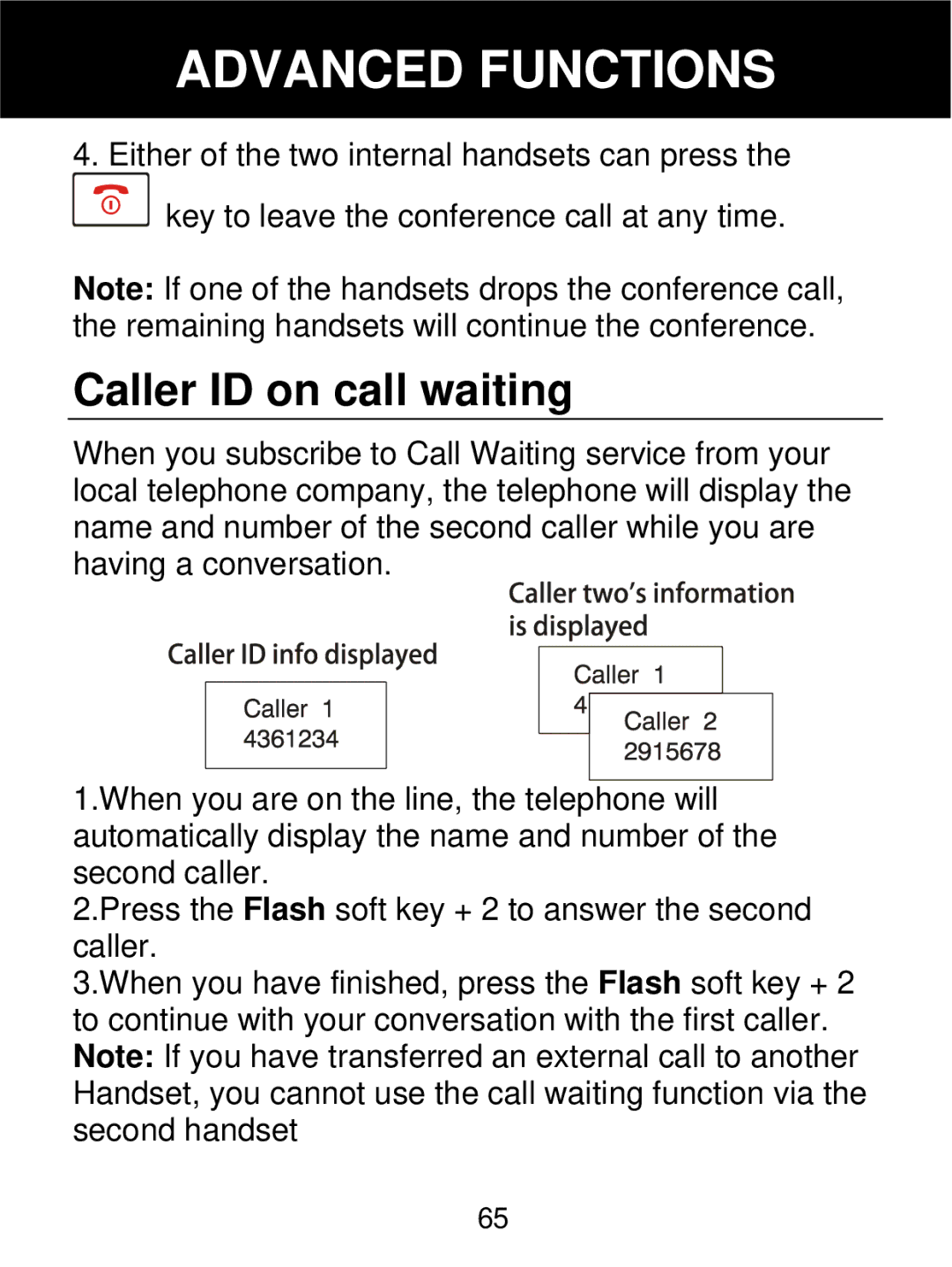 Geemarc 350 manual Caller ID on call waiting 