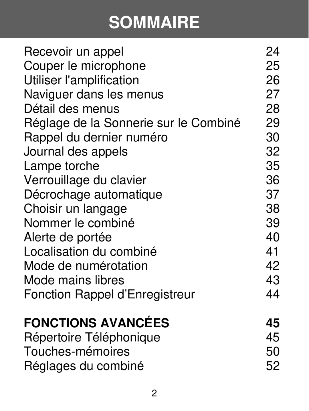 Geemarc 350 manual Fonctions Avancées 