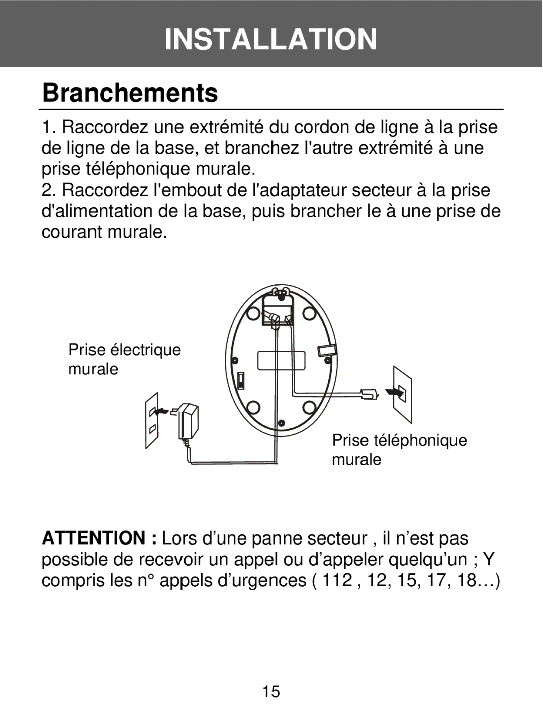 Geemarc 350 manual Installation, Branchements 