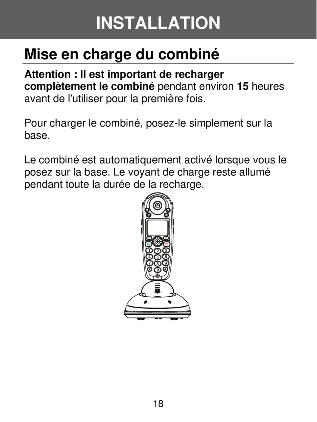 Geemarc 350 manual Mise en charge du combiné 