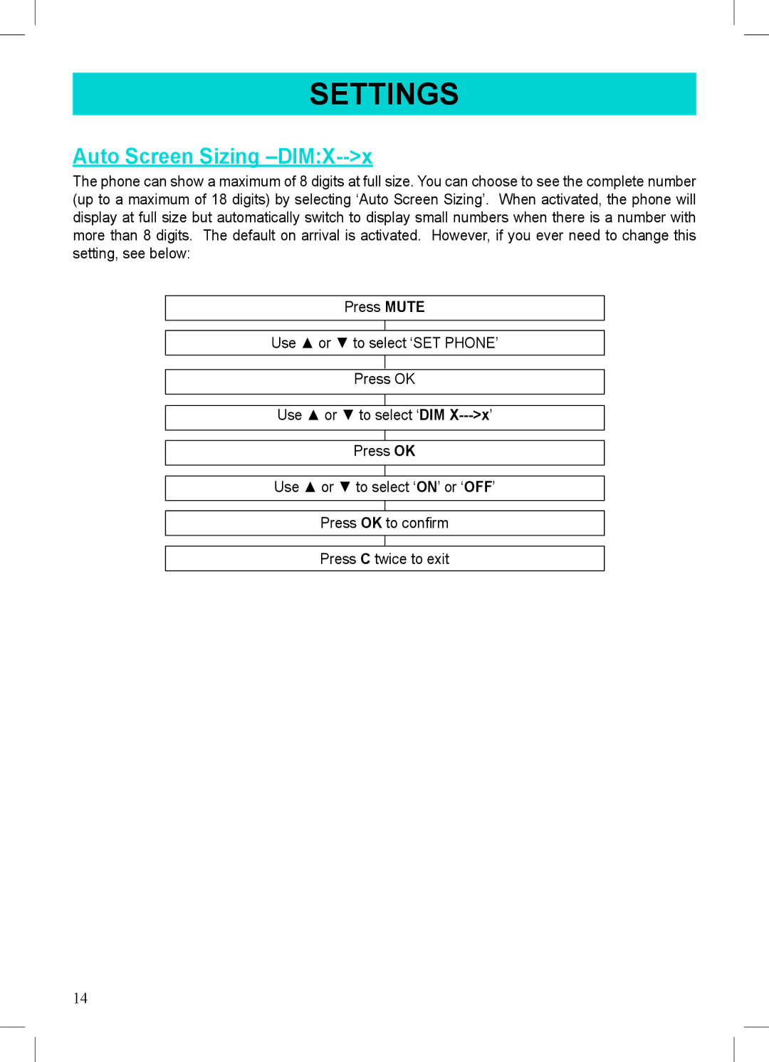 Geemarc 500 manual Auto Screen Sizing -DIMX--x 