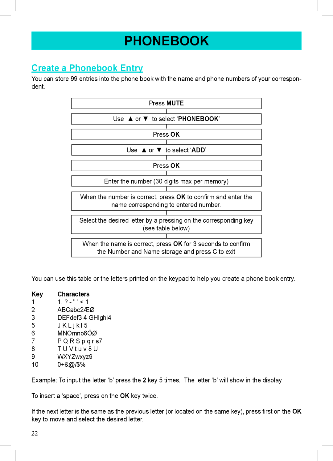 Geemarc 500 manual Create a Phonebook Entry 