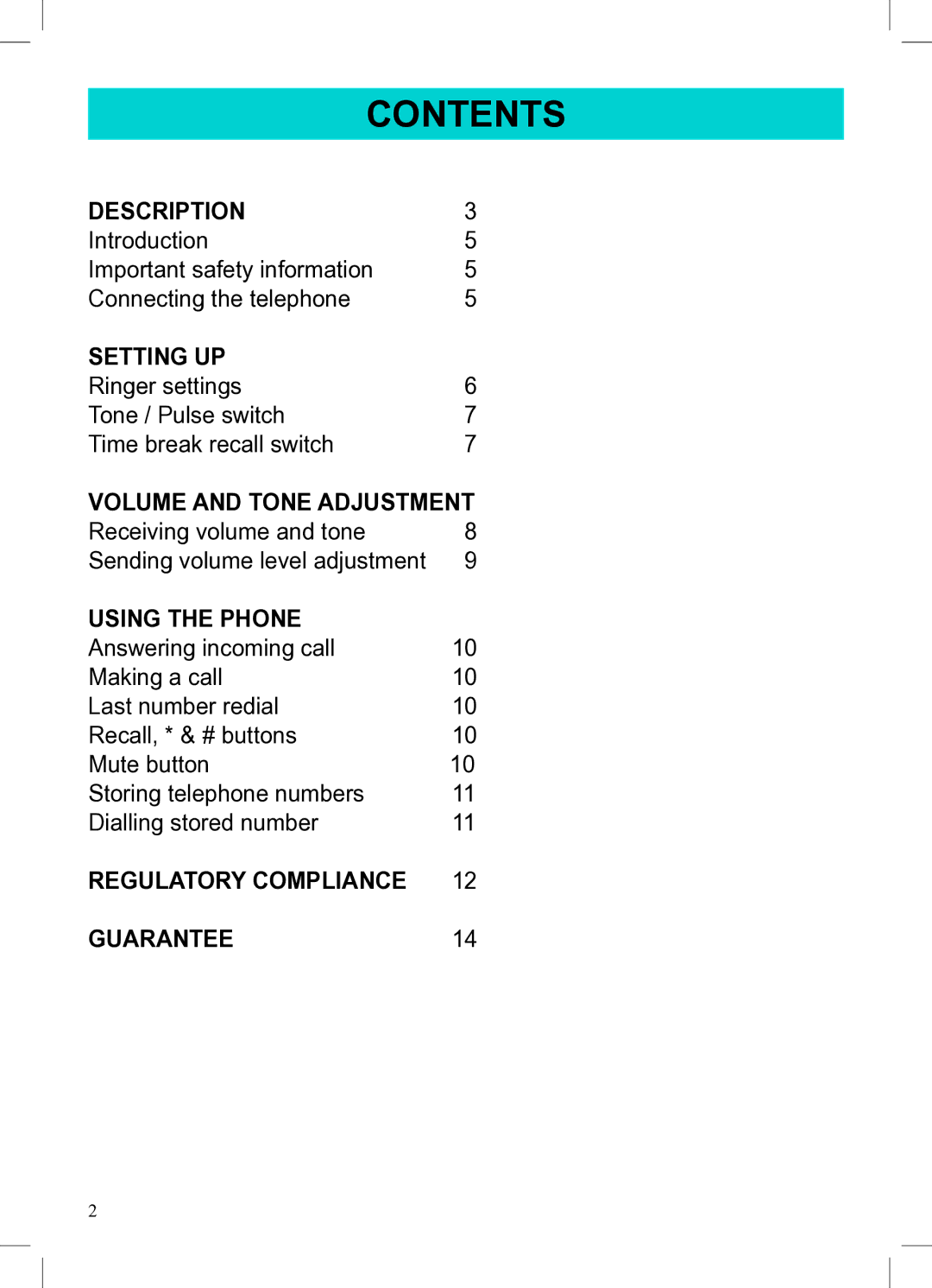 Geemarc AMPLI1100 manual Contents 