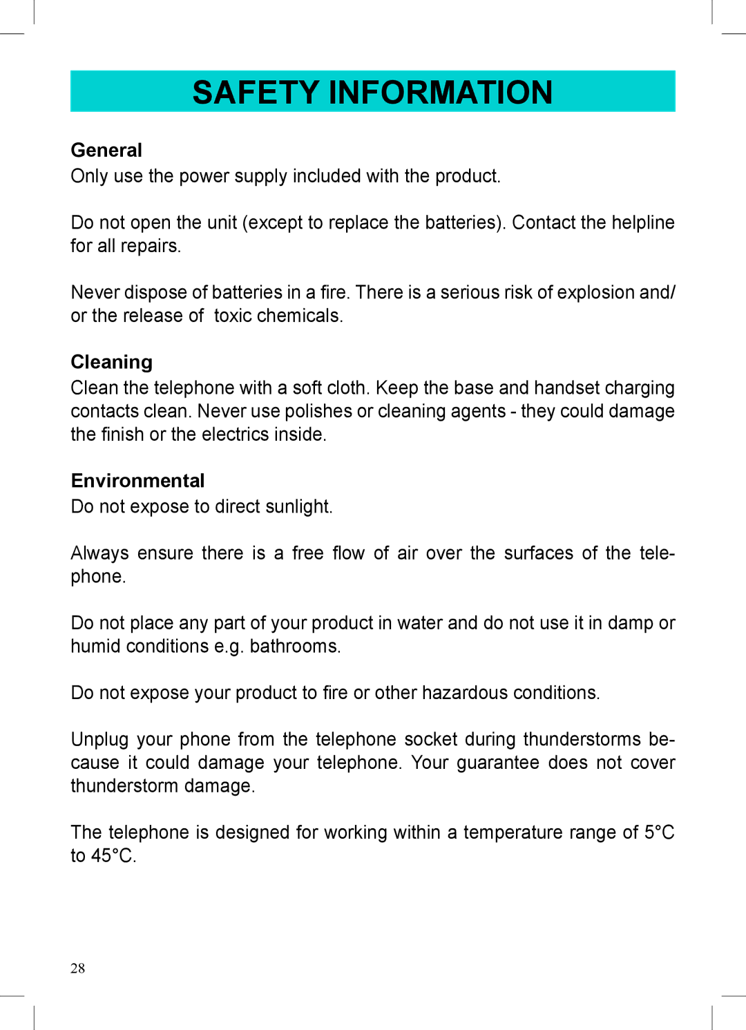 Geemarc AMPLIVOICE50 manual Safety Information, General 