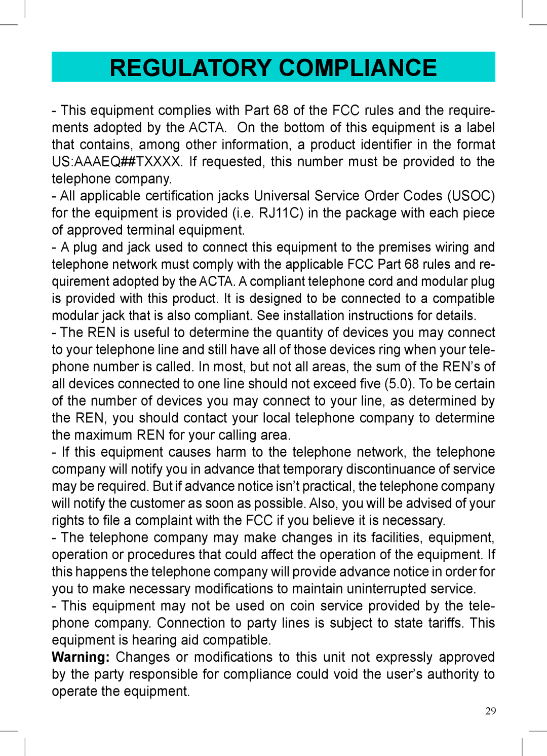 Geemarc AMPLIVOICE50 manual Regulatory Compliance 