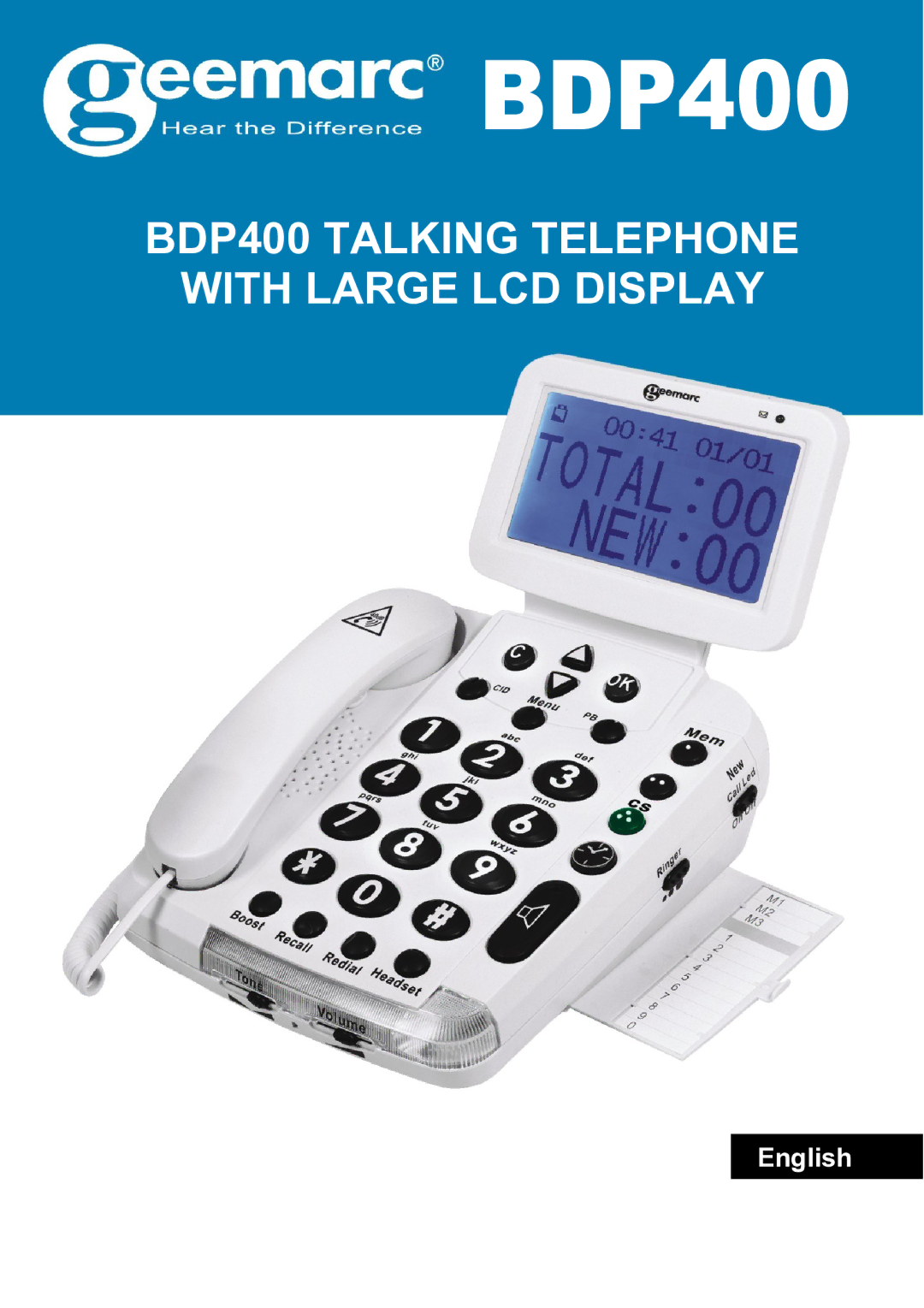 Geemarc manual BDP400 Talking Telephone With Large LCD Display 