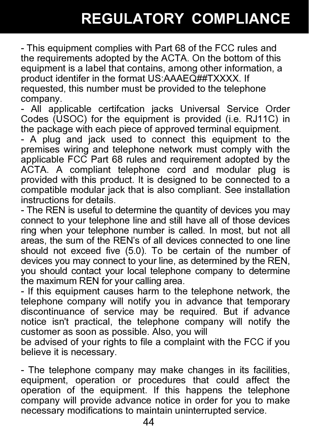 Geemarc BDP400 manual Regulatory Compliance 