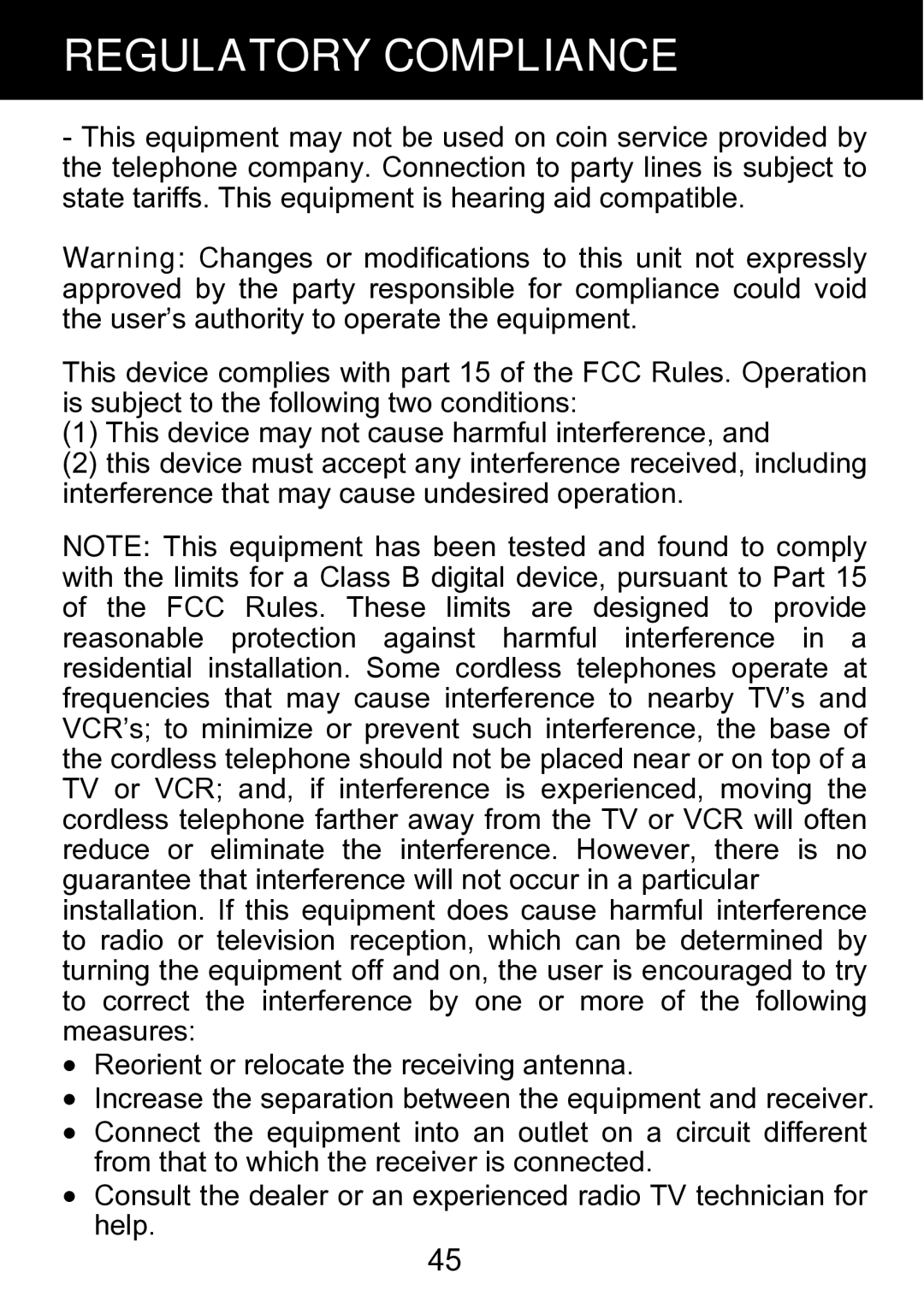 Geemarc BDP400 manual Regulatory Compliance 