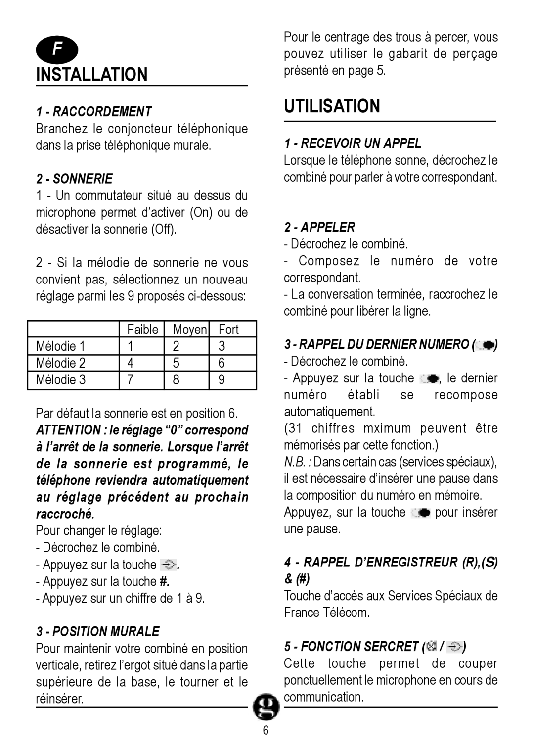 Geemarc CL10 manual Installation, Utilisation 