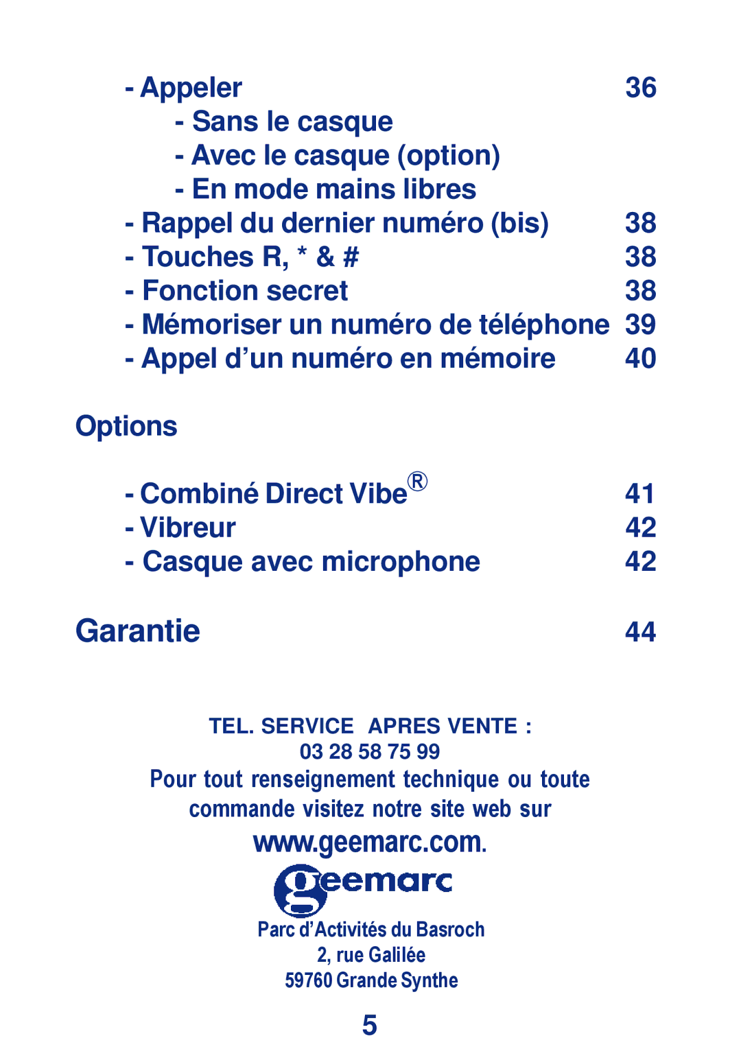 Geemarc CL200+ manual Garantie 