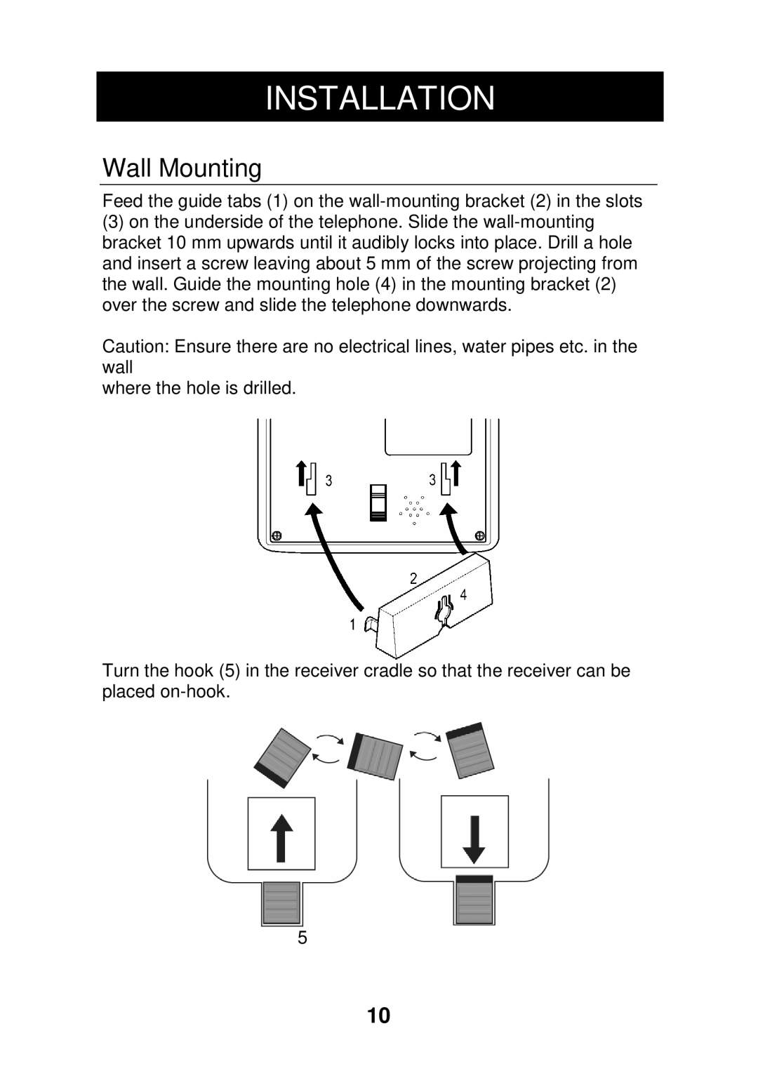 Geemarc CL320 manual Wall Mounting 