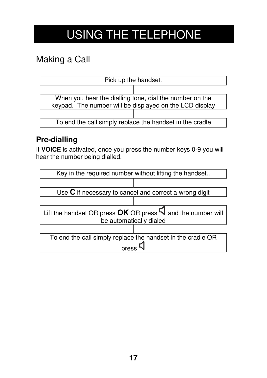 Geemarc CL320 manual Using the Telephone, Making a Call 