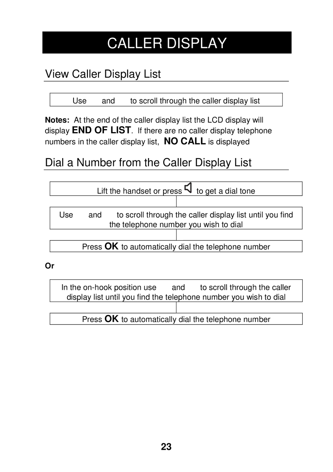 Geemarc CL320 manual View Caller Display List, Dial a Number from the Caller Display List 