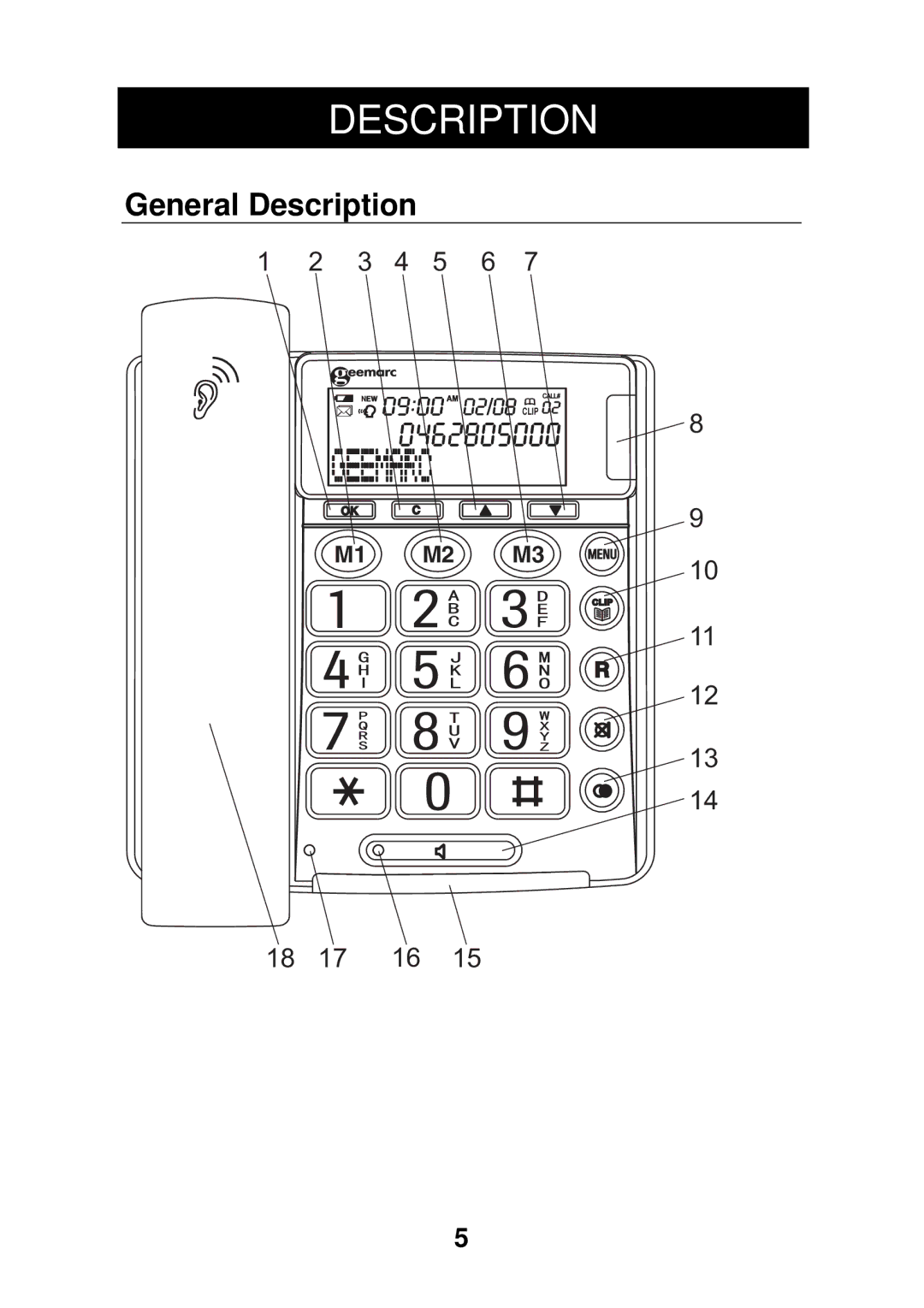 Geemarc CL320 manual Description 